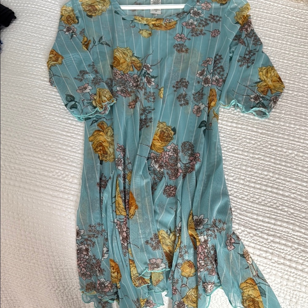 Floral Blue and Yellow Women's Tunic